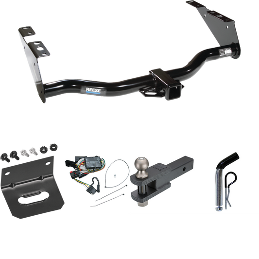 Fits 1996-2000 Plymouth Voyager Trailer Hitch Tow PKG w/ 4-Flat Wiring Harness + Clevis Hitch Ball Mount w/ 2" Ball + Pin/Clip + Wiring Bracket By Reese Towpower