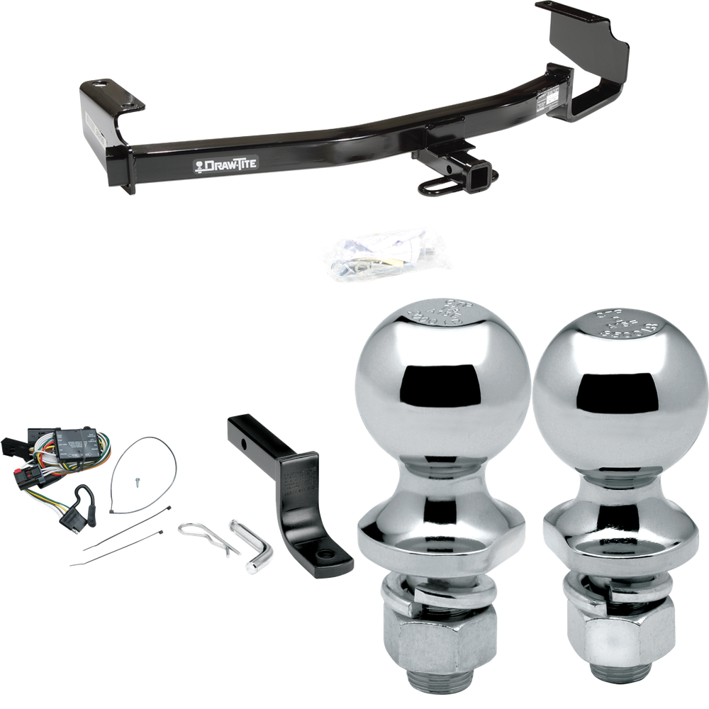 Se adapta al paquete de enganche de remolque Plymouth Voyager 1996-2000 con arnés de cableado plano de 4 + barra de tracción + bola de 1-7/8" + 2" de Draw-Tite