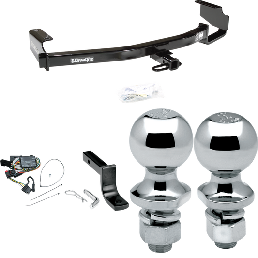 Se adapta al paquete de enganche de remolque Plymouth Voyager 1996-2000 con arnés de cableado plano de 4 + barra de tracción + bola de 1-7/8" + 2" de Draw-Tite
