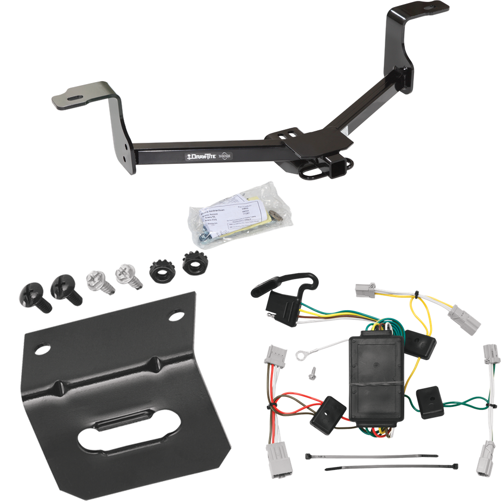 Fits 2009-2014 Acura TSX Trailer Hitch Tow PKG w/ 4-Flat Wiring Harness + Bracket (For Sedan Models) By Draw-Tite