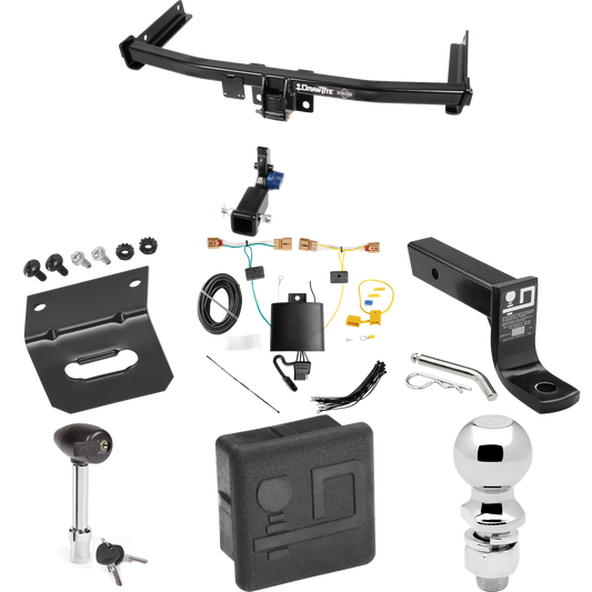 Fits 2019-2023 Volkswagen Tiguan Trailer Hitch Tow PKG w/ 4-Flat Wiring + Ball Mount w/ 4" Drop + 2-5/16" Ball + Wiring Bracket + Hitch Lock + Hitch Cover By Draw-Tite