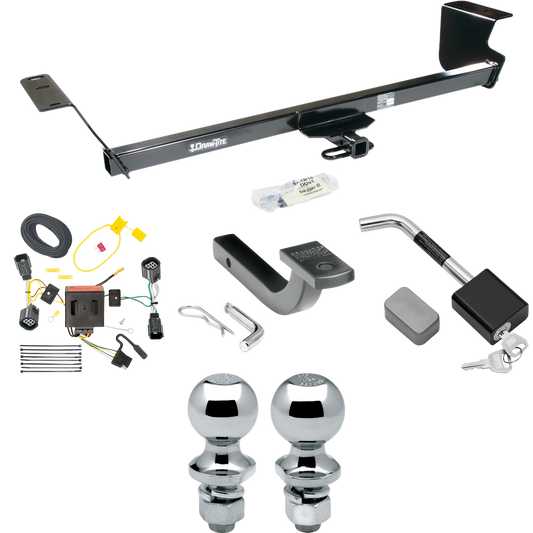 Fits 2011-2020 Dodge Grand Caravan Trailer Hitch Tow PKG w/ 4-Flat Wiring Harness + Draw-Bar + 1-7/8" + 2" Ball + Hitch Lock By Draw-Tite