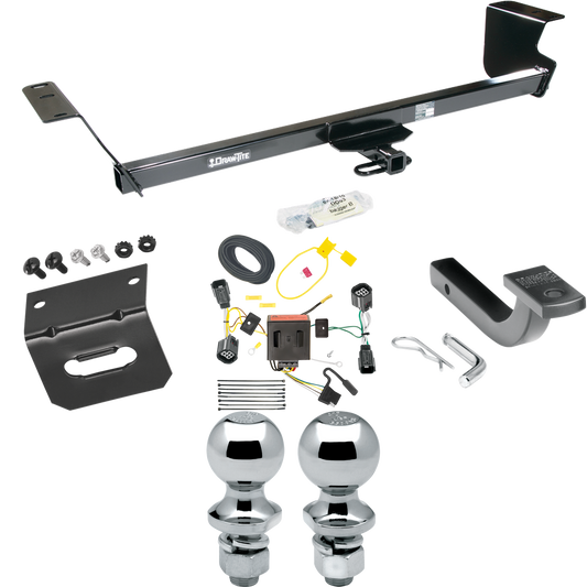 Fits 2011-2016 Chrysler Town & Country Trailer Hitch Tow PKG w/ 4-Flat Wiring Harness + Draw-Bar + 1-7/8" + 2" Ball + Wiring Bracket By Draw-Tite