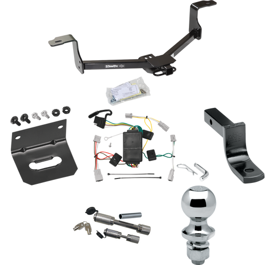 Fits 2008-2012 Honda Accord Trailer Hitch Tow PKG w/ 4-Flat Wiring Harness + Draw-Bar + 1-7/8" Ball + Wiring Bracket + Dual Hitch & Coupler Locks (For Coupe Models) By Draw-Tite