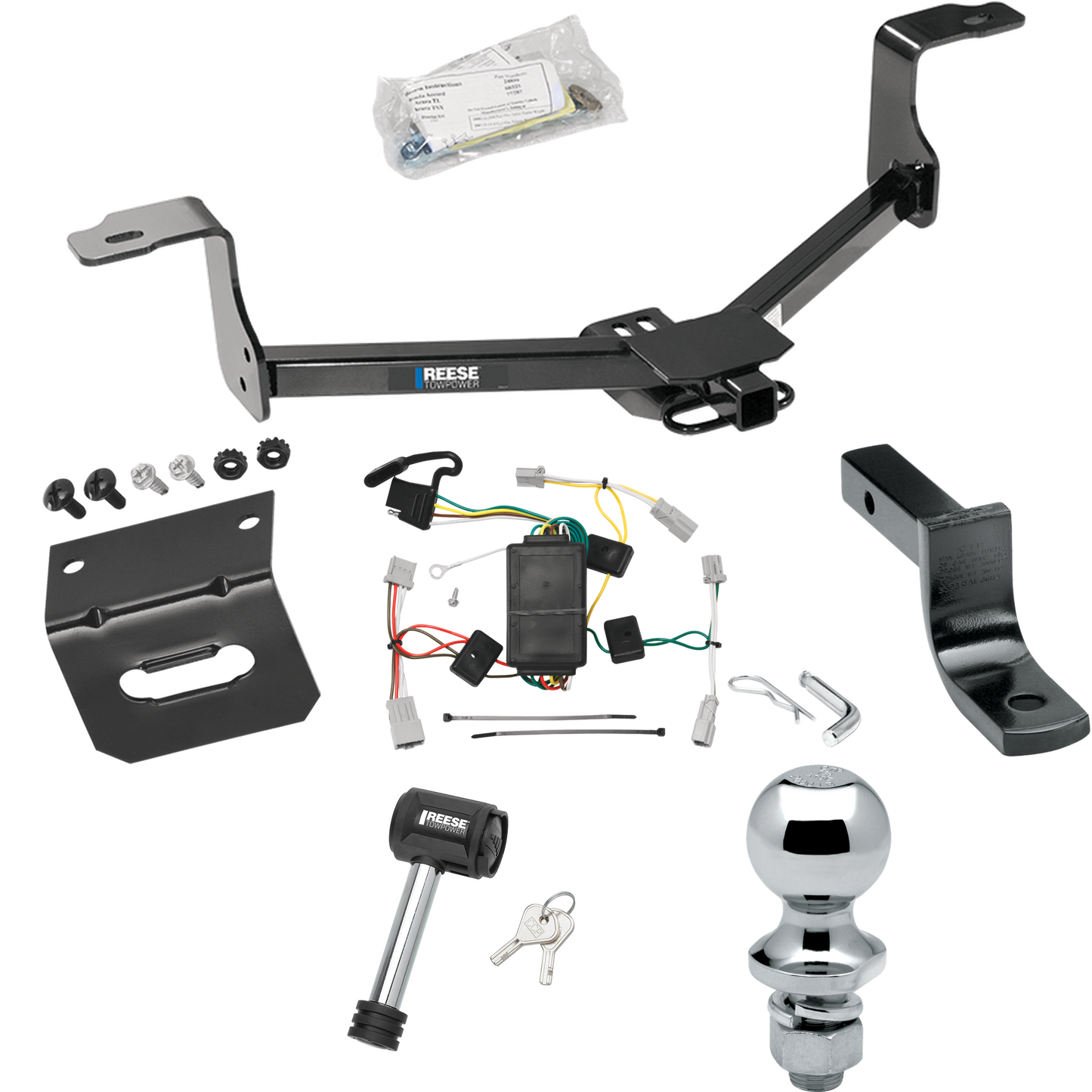 Fits 2009-2014 Acura TSX Trailer Hitch Tow PKG w/ 4-Flat Wiring Harness + Draw-Bar + 1-7/8" Ball + Wiring Bracket + Hitch Lock (For Sedan Models) By Reese Towpower