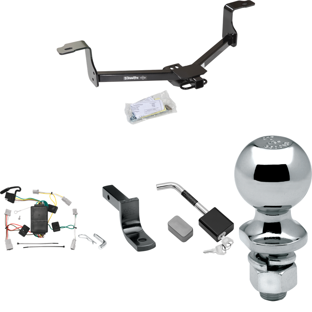 Se adapta al paquete de enganche de remolque Acura TSX 2009-2014 con arnés de cableado plano de 4 + barra de tracción + bola de 2" + bloqueo de enganche (para modelos sedán) de Draw-Tite