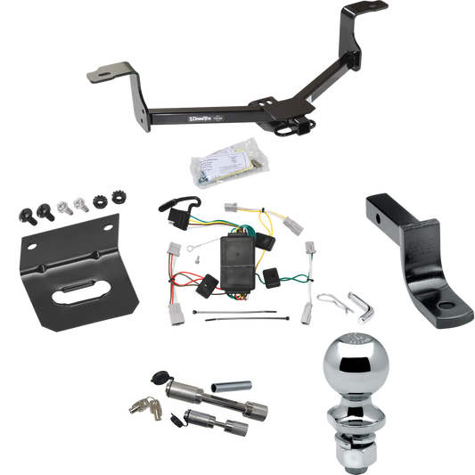 Fits 2008-2012 Honda Accord Trailer Hitch Tow PKG w/ 4-Flat Wiring Harness + Draw-Bar + 2" Ball + Wiring Bracket + Dual Hitch & Coupler Locks (For Coupe Models) By Draw-Tite