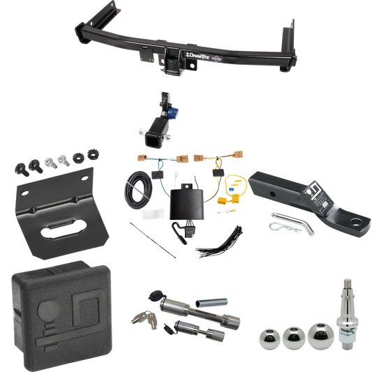 Fits 2018-2018 Volkswagen Tiguan Trailer Hitch Tow PKG w/ 4-Flat Wiring + Ball Mount w/ 2" Drop + Interchangeable Ball 1-7/8" & 2" & 2-5/16" + Wiring Bracket + Dual Hitch & Coupler Locks + Hitch Cover By Draw-Tite