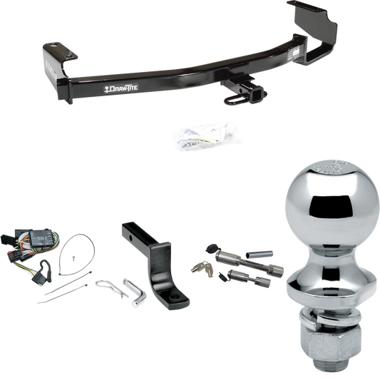 Fits 1996-2000 Plymouth Grand Voyager Trailer Hitch Tow PKG w/ 4-Flat Wiring Harness + Draw-Bar + 1-7/8" Ball + Dual Hitch & Coupler Locks By Draw-Tite