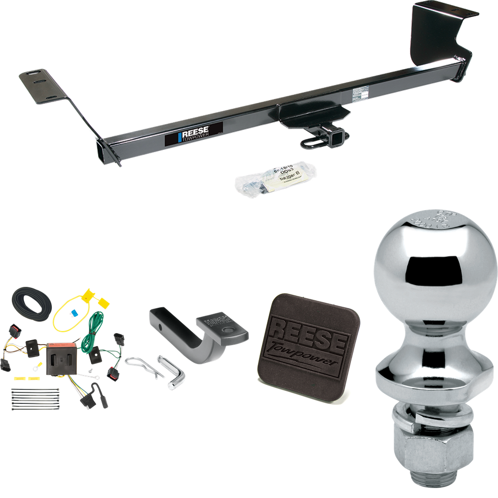 Fits 2008-2010 Dodge Grand Caravan Trailer Hitch Tow PKG w/ 4-Flat Wiring Harness + Draw-Bar + 1-7/8" Ball + Hitch Cover By Reese Towpower