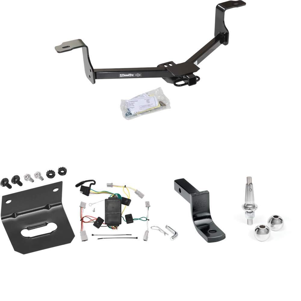 Fits 2008-2012 Honda Accord Trailer Hitch Tow PKG w/ 4-Flat Wiring Harness + Draw-Bar + Interchangeable 1-7/8" & 2" Balls + Wiring Bracket (For Coupe Models) By Draw-Tite