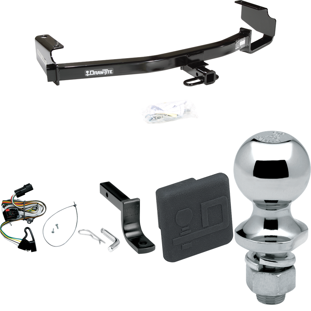 Fits 2001-2003 Dodge Grand Caravan Trailer Hitch Tow PKG w/ 4-Flat Wiring Harness + Draw-Bar + 1-7/8" Ball + Hitch Cover By Draw-Tite