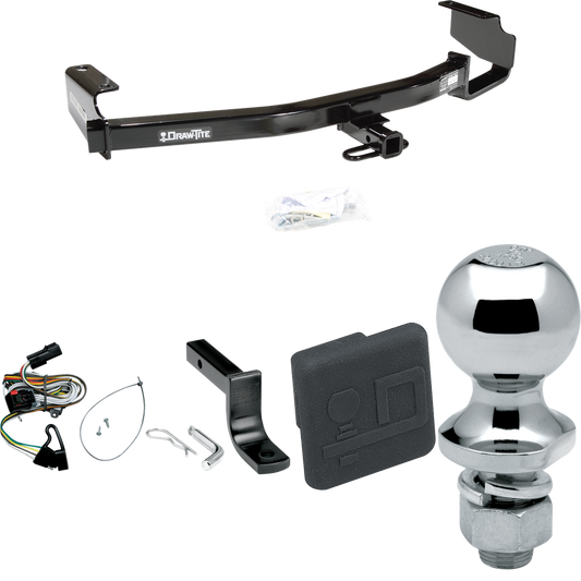 Fits 2001-2003 Dodge Grand Caravan Trailer Hitch Tow PKG w/ 4-Flat Wiring Harness + Draw-Bar + 1-7/8" Ball + Hitch Cover By Draw-Tite