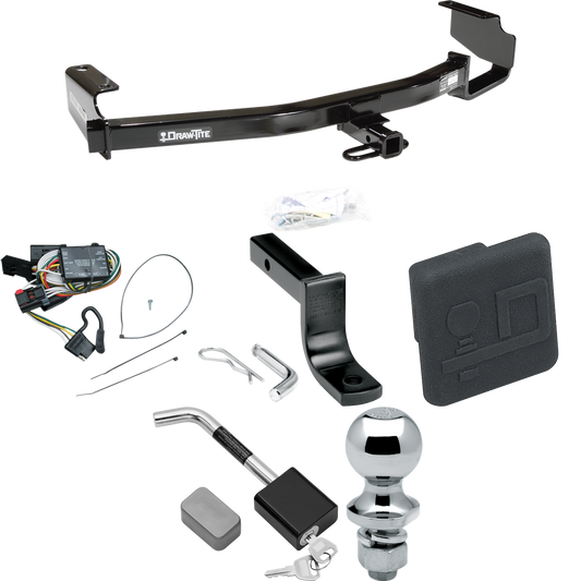 Fits 1996-2000 Chrysler Town & Country Trailer Hitch Tow PKG w/ 4-Flat Wiring Harness + Draw-Bar + 1-7/8" Ball + Hitch Cover + Hitch Lock By Draw-Tite