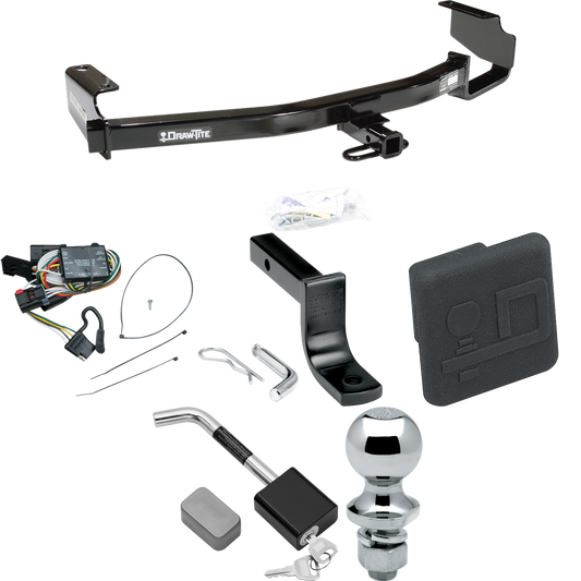 Fits 1996-2000 Plymouth Voyager Trailer Hitch Tow PKG w/ 4-Flat Wiring Harness + Draw-Bar + 1-7/8" Ball + Hitch Cover + Hitch Lock By Draw-Tite