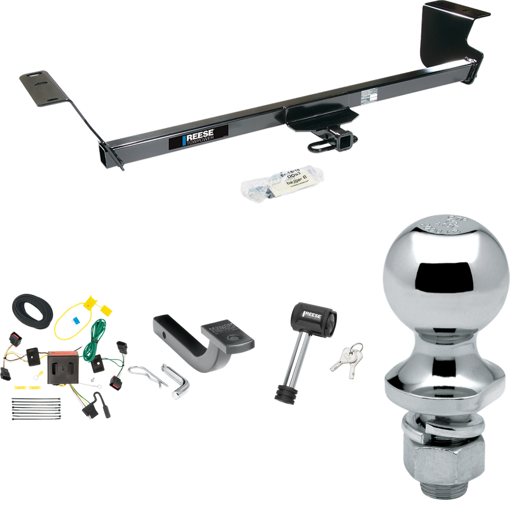 Fits 2008-2010 Chrysler Town & Country Trailer Hitch Tow PKG w/ 4-Flat Wiring Harness + Draw-Bar + 1-7/8" Ball + Hitch Lock By Reese Towpower