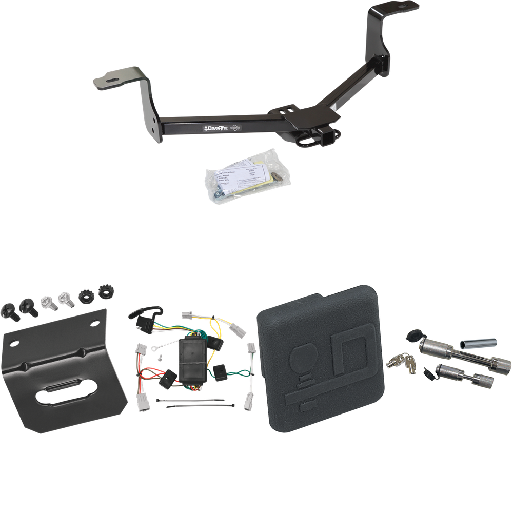 Fits 2008-2012 Honda Accord Trailer Hitch Tow PKG w/ 4-Flat Wiring Harness + Hitch Cover + Dual Hitch & Coupler Locks (For Coupe Models) By Draw-Tite