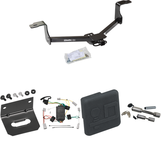 Fits 2008-2012 Honda Accord Trailer Hitch Tow PKG w/ 4-Flat Wiring Harness + Hitch Cover + Dual Hitch & Coupler Locks (For Coupe Models) By Draw-Tite