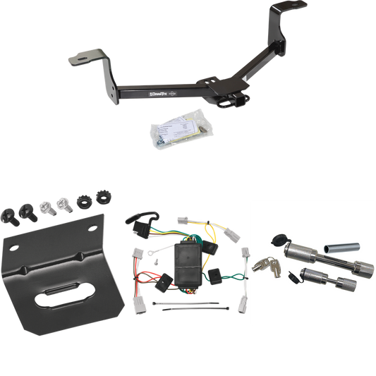 Fits 2008-2012 Honda Accord Trailer Hitch Tow PKG w/ 4-Flat Wiring Harness + Wiring Bracket + Dual Hitch & Coupler Locks (For Coupe Models) By Draw-Tite