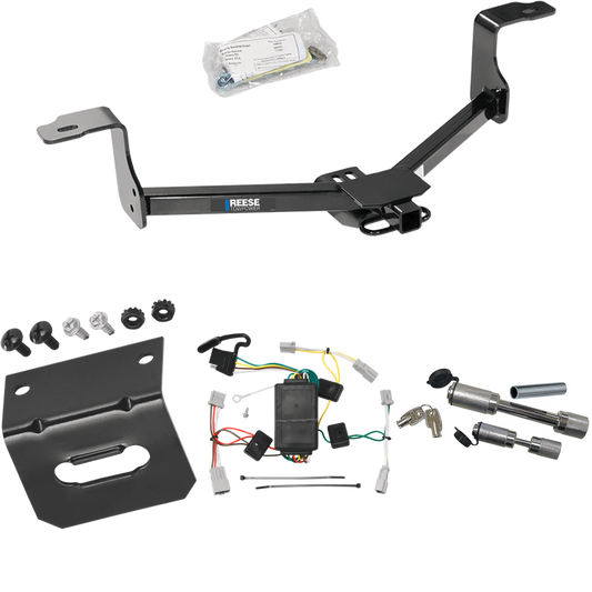 Se adapta al paquete de enganche de remolque Honda Accord 2008-2012 con arnés de cableado plano de 4 + soporte de cableado + enganche doble y cerraduras de acoplador (para modelos Sedan) de Reese Towpower