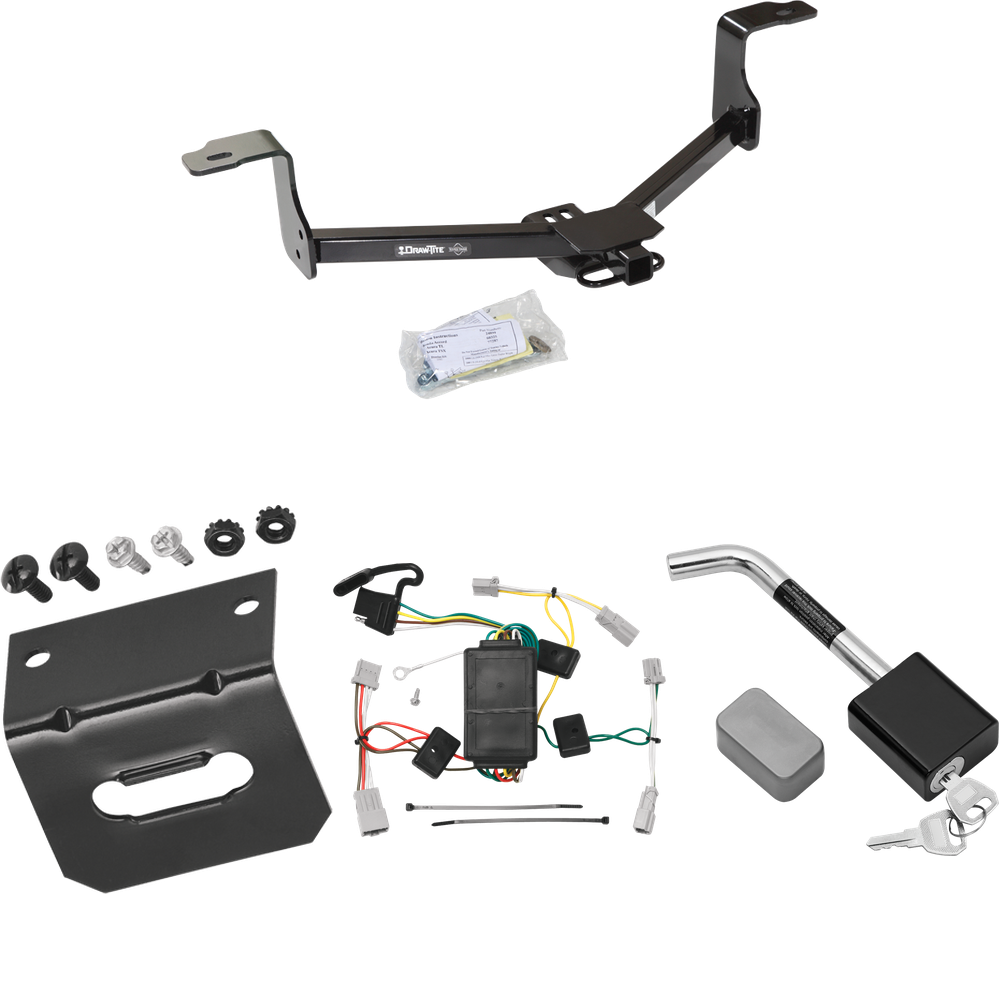 Fits 2008-2012 Honda Accord Trailer Hitch Tow PKG w/ 4-Flat Wiring Harness + Wiring Bracket + Hitch Lock (For Coupe Models) By Draw-Tite