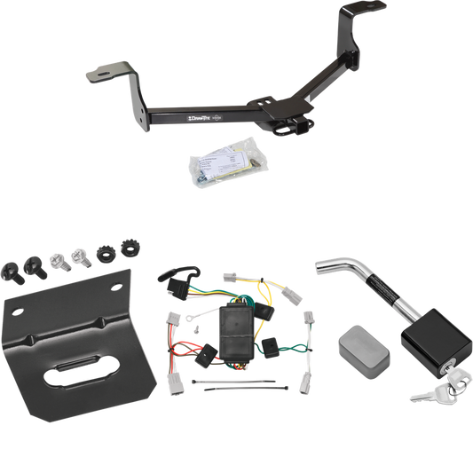 Fits 2008-2012 Honda Accord Trailer Hitch Tow PKG w/ 4-Flat Wiring Harness + Wiring Bracket + Hitch Lock (For Coupe Models) By Draw-Tite