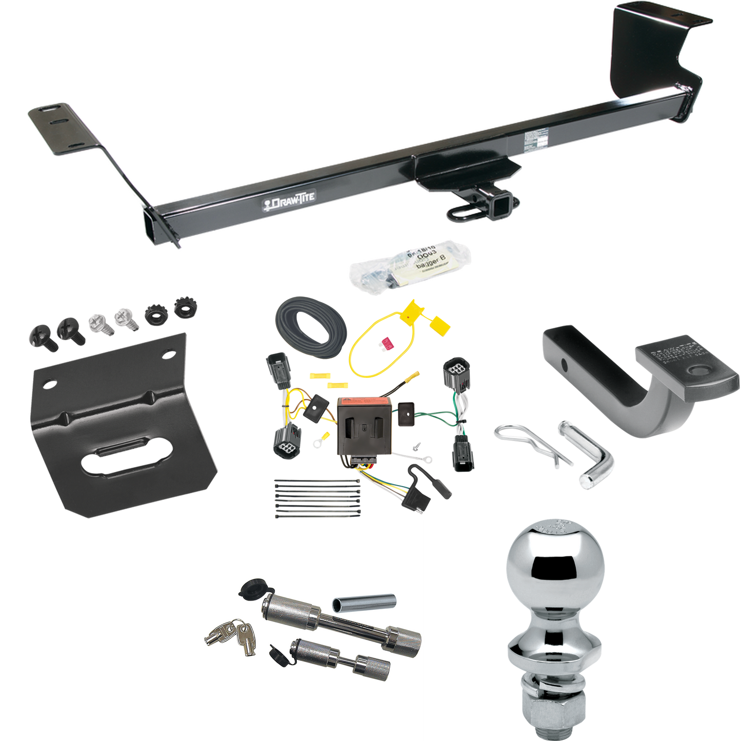 Fits 2012-2015 RAM C/V Trailer Hitch Tow PKG w/ 4-Flat Wiring Harness + Draw-Bar + 1-7/8" Ball + Wiring Bracket + Dual Hitch & Coupler Locks (For Tradesman Models) By Draw-Tite