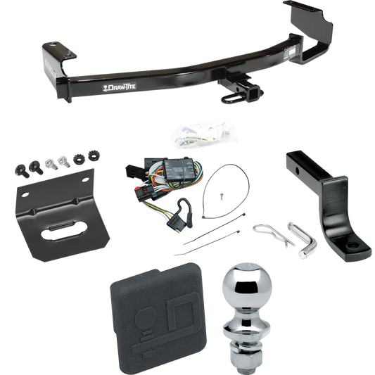 Fits 1996-2000 Plymouth Voyager Trailer Hitch Tow PKG w/ 4-Flat Wiring Harness + Draw-Bar + 1-7/8" Ball + Wiring Bracket + Hitch Cover By Draw-Tite