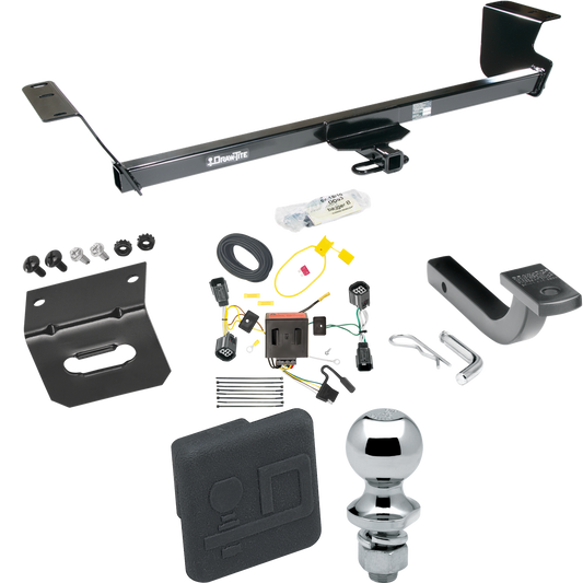 Fits 2011-2020 Dodge Grand Caravan Trailer Hitch Tow PKG w/ 4-Flat Wiring Harness + Draw-Bar + 1-7/8" Ball + Wiring Bracket + Hitch Cover By Draw-Tite