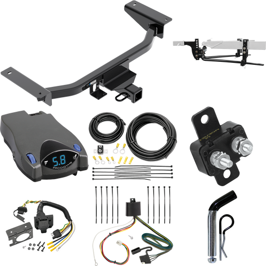 Se adapta al paquete de enganche de remolque Mazda CX-9 2016-2023 con enganche de distribución de peso de barra redonda 8K con bola de 2-5/16" + pasador/clip + control de freno Tekonsha Prodigy P2 + cableado RV de 7 vías de Reese Towpower