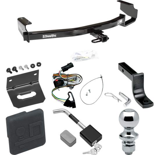 Fits 2001-2003 Chrysler Town & Country Trailer Hitch Tow PKG w/ 4-Flat Wiring Harness + Draw-Bar + 1-7/8" Ball + Wiring Bracket + Hitch Cover + Hitch Lock By Draw-Tite