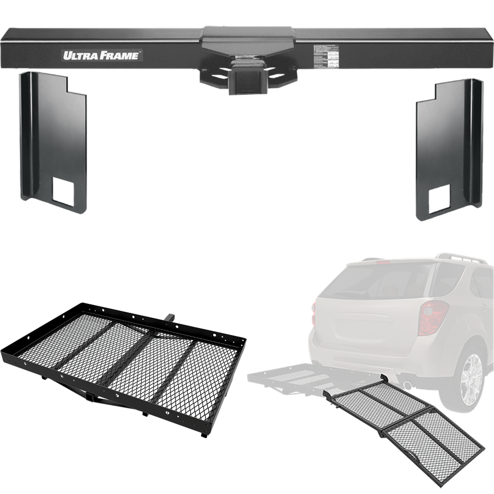 Fits 2004-2009 Coachmen Sportscoach Elite Motorhome Trailer Hitch Tow PKG w/ Cargo Carrier + Bi-Fold Ramp + Hitch Lock By Draw-Tite