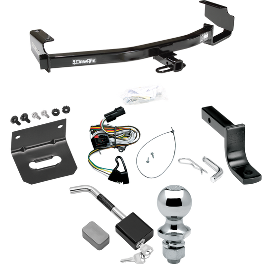 Se adapta al paquete de enganche de remolque Dodge Grand Caravan 2001-2003 con arnés de cableado de 4 planos + barra de tracción + bola de 1-7/8" + soporte de cableado + bloqueo de enganche de Draw-Tite