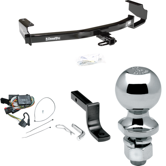 Fits 1996-2000 Plymouth Voyager Trailer Hitch Tow PKG w/ 4-Flat Wiring Harness + Draw-Bar + 2" Ball By Draw-Tite