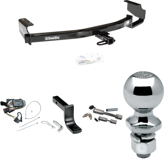 Se adapta al paquete de enganche de remolque Plymouth Voyager 1996-2000 con arnés de cableado plano de 4 + barra de tracción + bola de 2" + enganche doble y cerraduras de acoplador de Draw-Tite