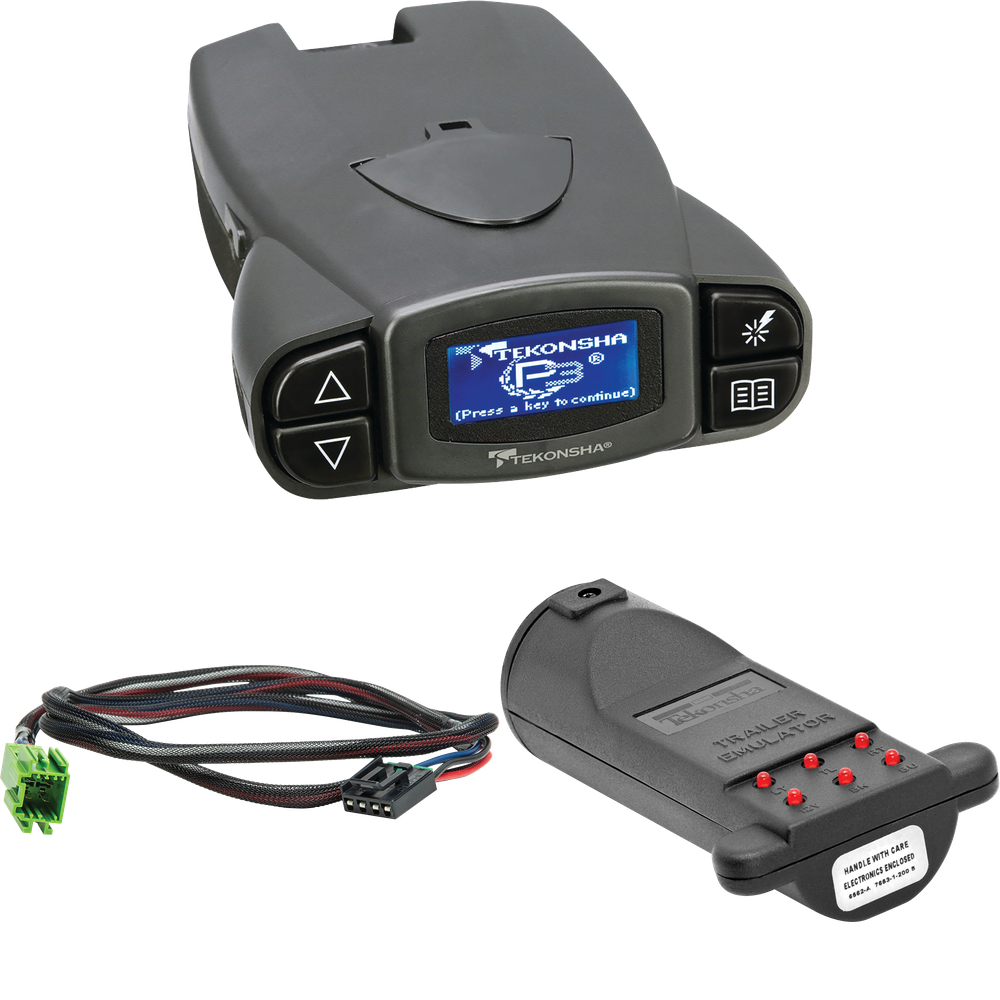 Se adapta a 2009-2010 Four Winds Siesta Motorhome Tekonsha Prodigy P3 Control de freno + Adaptador BC Plug &amp; Play + Emulador de remolque de probador de control de freno (para modelos con paquete de remolque de fábrica) de Tekonsha