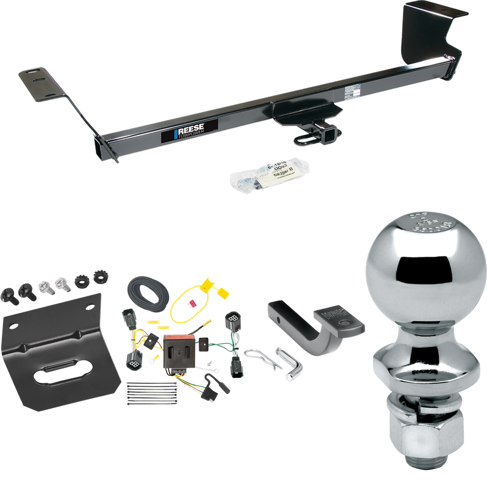 Fits 2011-2016 Chrysler Town & Country Trailer Hitch Tow PKG w/ 4-Flat Wiring Harness + Draw-Bar + 2" Ball + Wiring Bracket By Reese Towpower