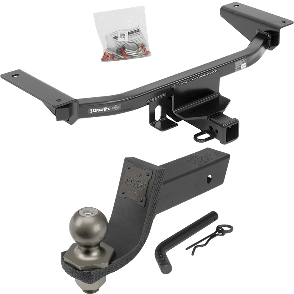 Fits 2016-2023 Mazda CX-9 Trailer Hitch Tow PKG + Interlock Tactical Starter Kit w/ 3-1/4" Drop & 2" Ball By Draw-Tite