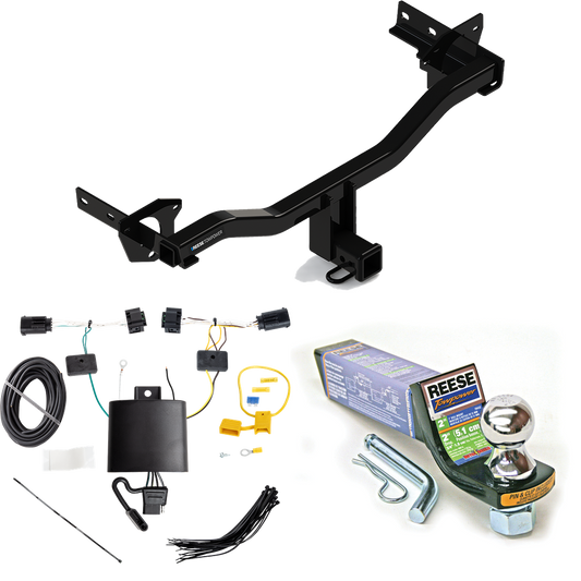 Fits 2018-2023 Alfa Romeo Stelvio Trailer Hitch Tow PKG w/ 4-Flat Wiring + Starter Kit Ball Mount w/ 2" Drop & 1-7/8" Ball (Excludes: Quadrifoglio Models) By Reese Towpower