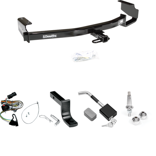 Fits 2001-2003 Dodge Grand Caravan Trailer Hitch Tow PKG w/ 4-Flat Wiring Harness + Draw-Bar + Interchangeable 1-7/8" & 2" Balls + Hitch Lock By Draw-Tite