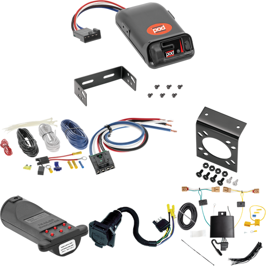 Se adapta al cableado de 7 vías Volkswagen Tiguan RV 2019-2023 + control de freno POD serie Pro + adaptador de cableado BC genérico + probador de 7 vías y emulador de remolque de Tekonsha