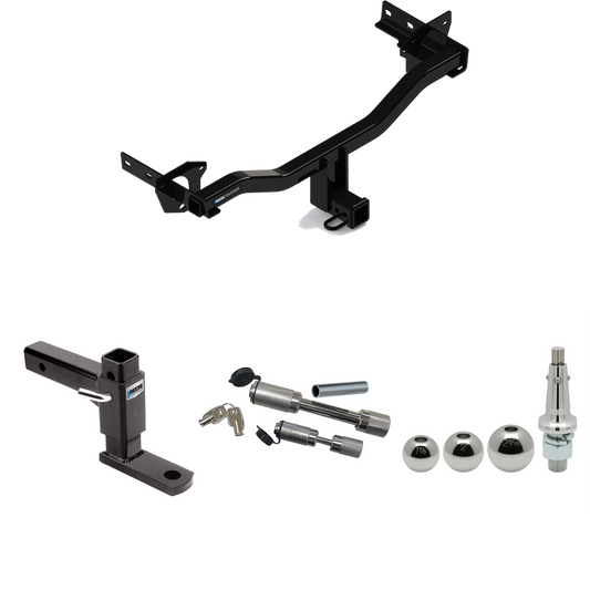 Fits 2018-2023 Alfa Romeo Stelvio Trailer Hitch Tow PKG w/ Adjustable Drop Rise Ball Mount + Dual Hitch & Copler Locks + Inerchangeable 1-7/8" & 2" & 2-5/16" Balls (Excludes: Quadrifoglio Models) By Reese Towpower