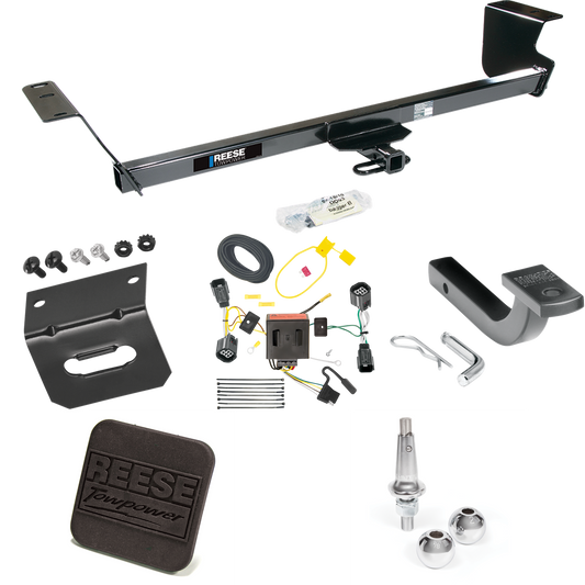 Fits 2011-2016 Chrysler Town & Country Trailer Hitch Tow PKG w/ 4-Flat Wiring Harness + Draw-Bar + Interchangeable 1-7/8" & 2" Balls + Wiring Bracket + Hitch Cover By Reese Towpower