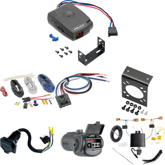 Se adapta al cableado de 7 vías Volkswagen Tiguan RV 2018-2018 + control de freno piloto serie Pro + adaptador de cableado BC genérico + probador 2 en 1 y adaptador de 7 a 4 vías de Tekonsha