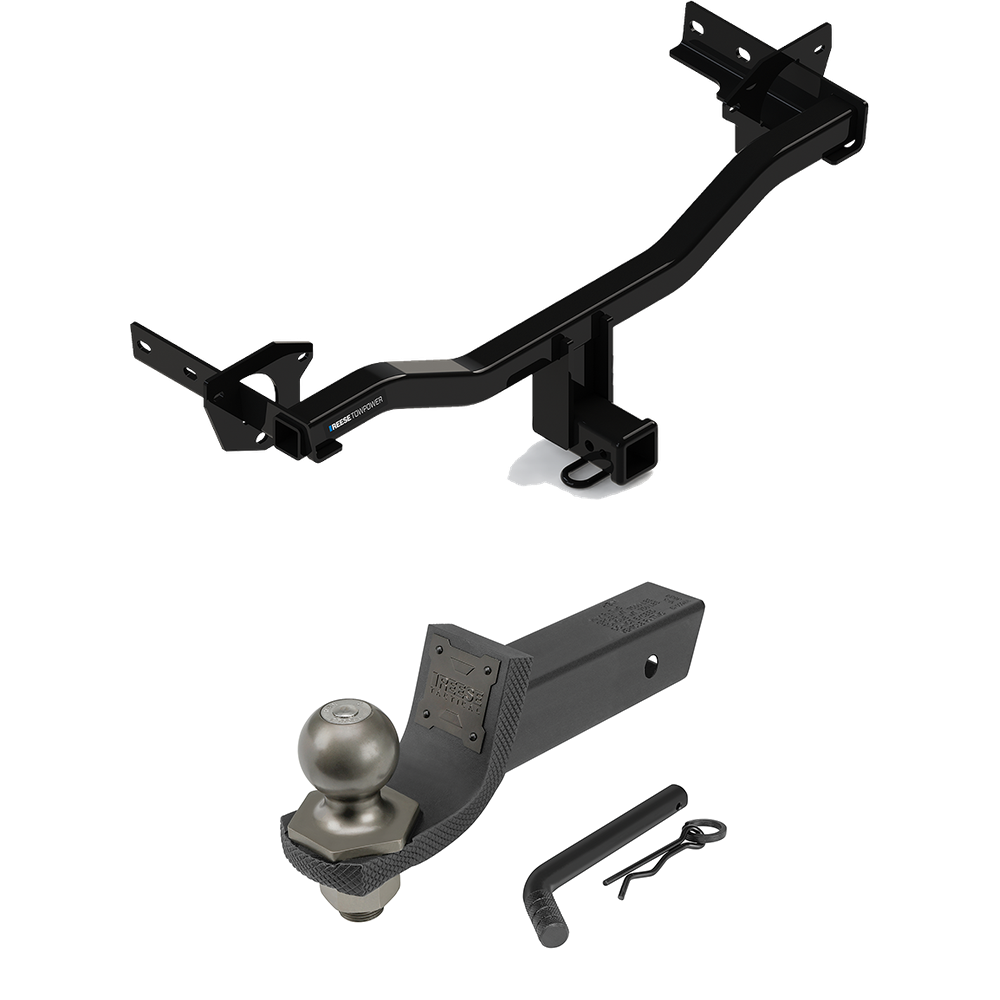 Fits 2018-2023 Alfa Romeo Stelvio Trailer Hitch Tow PKG + Interlock Tactical Starter Kit w/ 2" Drop & 2" Ball (Excludes: Quadrifoglio Models) By Reese Towpower