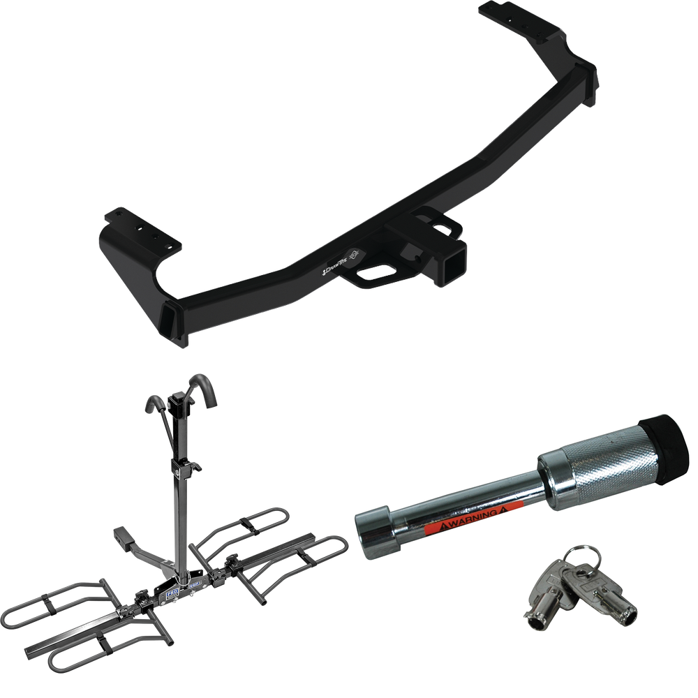 Fits 2021-2022 Mercedes-Benz GLA250 Trailer Hitch Tow PKG w/ 2 Bike Plaform Style Carrier Rack + Hitch Lock By Draw-Tite