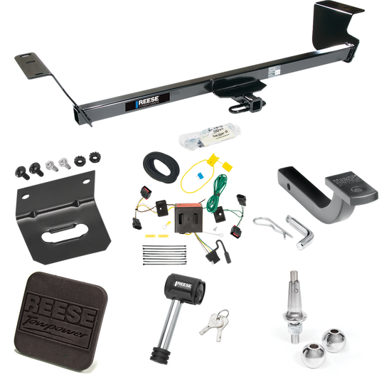 Fits 2008-2010 Dodge Grand Caravan Trailer Hitch Tow PKG w/ 4-Flat Wiring Harness + Draw-Bar + Interchangeable 1-7/8" & 2" Balls + Wiring Bracket + Hitch Cover + Hitch Lock By Reese Towpower