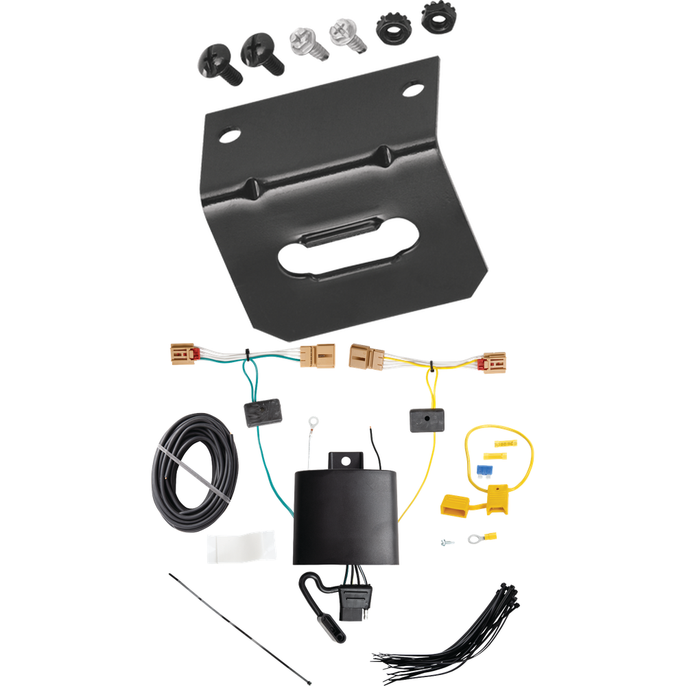 Fits 2019-2023 Volkswagen Tiguan 4-Flat Vehicle End Trailer Wiring Harness + Wiring Bracket By Tekonsha