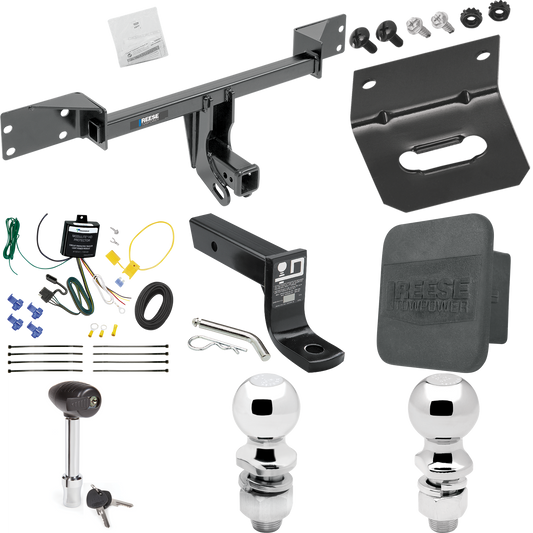 Fits 2015-2022 Mercedes-Benz GLA250 Trailer Hitch Tow PKG w/ 4-Flat Wiring + Ball Mount w/ 4" Drop + 2" Ball + 2-5/16" Ball + Wiring Bracket + Hitch Lock + Hitch Cover By Reese Towpower