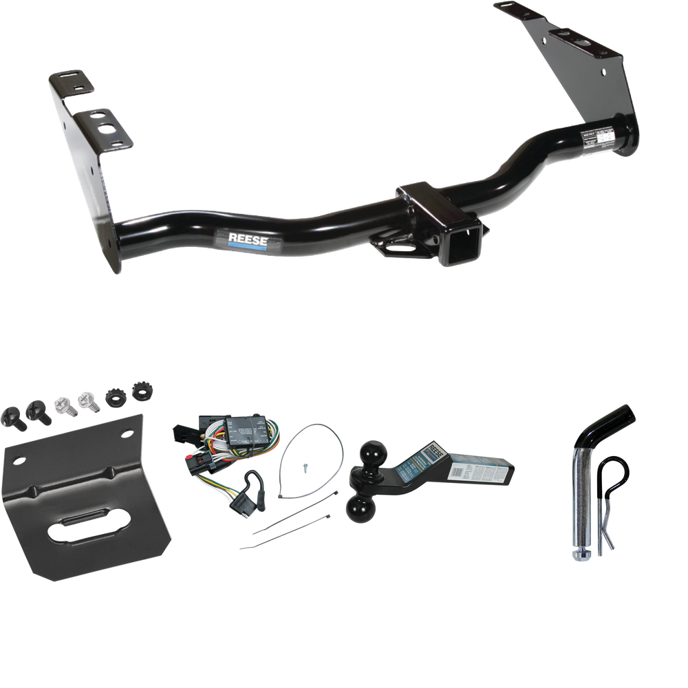 Fits 1996-2000 Chrysler Town & Country Trailer Hitch Tow PKG w/ 4-Flat Wiring Harness + Dual Ball Ball Mount 2" & 2-5/16" Trailer Balls + Pin/Clip +  Wiring Bracket By Reese Towpower